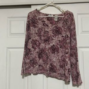 liz & co. Maroon/Pink Paisley Long Sleeve Top.  Size XL.
